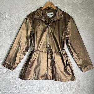 Vintage Bronze Metallic Jacket Womens XL Statement Basic Edition Tie Shimmery